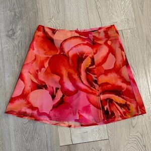 Lulu's Red and Pink Floral Skirt